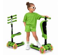 Hurtle 3-Wheel Try Scooter for Kids -Ages 1+ years, Flip-able Seat, Foldable, Flashing Lights, Adjustable Height