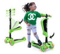 Hurtle, 3 Wheel Try Scooter for Kids - Ages 2-12, Kids Scooter, Boys & Girls Scooter, w/ Flip-able Seat, Scooter for 2+ Year Old, Foldable Kick Toddler Scooter, Flashing Lights, Adjustable Height