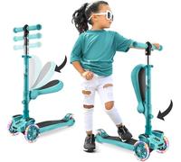Hurtle, 3 Wheel Try Scooter for Kids - Ages 2-12, Kids Scooter, Boys & Girls Scooter, w/ Flip-able Seat, Scooter for 2+ Year Old, Foldable Kick Toddler Scooter, Flashing Lights, Adjustable Height