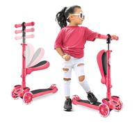 Hurtle 3-Wheeled Scooter for Kids - Wheel LED Lights, Adjustable Lean-to-Steer Handlebar, and Foldable Seat - Sit or Stand Ride with Brake for Boys and Girls Ages 1-14 Years Old