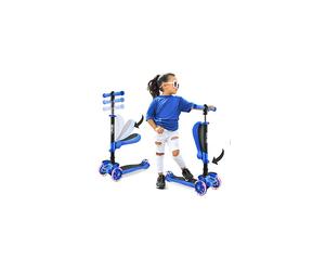 Hurtle 3-Wheeled Scooter for Kids - Wheel LED Lights, Adjustable Lean-to-Steer Handlebar, and Foldable Seat - Sit or Stand Ride with Brake for Boys a