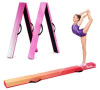 Hurtle 6 FT Foldable Balance Beam for Toddler and Kids Gymnastics Equipment at Home, Non Slip Bottom, Carry Bag Included, EVA Foam Construction for Family Gymnastics Skills Practice and Play, Peach
