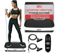 Hurtle Fitness Vibration Platform Machine - Home Gym Whole Body Shaker Exercise Machine Workout Trainer Fast Weight Loss w/ Resistance Bands, Easy Carry Wheel Remote, Adjustable Speed - HURVBTR36