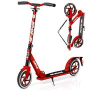 Hurtle Kick Scooter 2 Wheel Scooter for Kids Ages 8+ Teens and Adults - Folding Scooter with Adjustable T Bar Handlebar 8 Inch Big Wheels Alloy Non Slip Deck Carry Strap