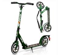 Hurtle Kick Scooter 2 Wheel Scooter for Kids Ages 8+ Teens and Adults - Folding Scooter with Adjustable T Bar Handlebar 8 Inch Big Wheels Alloy Non Slip Deck Carry Strap