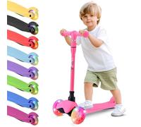 Hurtle Mini Kickboard Scooter for Kids - 3 Wheel Height Adjustable Scooter (25-28 Inches), Lightweight Micro Scooter with LED Wheels, Non-Slip Plate, Indoor/Outdoor Fun, for Children