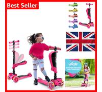Hurtle Scootkid 3-Wheel Kids Scooter Pink Light-Up LED Wheels Foldable Seat