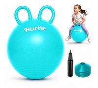 Hurtle Space Hopper 18 Inch Hopper Ball for Kids With Dual Handles, Pump and 4 Cones for Balance, Coordination and Active Indoor Outdoor Play, Teal Glitter