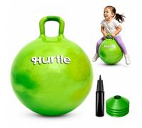 Hurtle Space Hopper 20 Inch Hopper Ball with Sturdy Handle, Pump and Cones for Balance, Coordination and Active Indoor Outdoor Play, Green Marble