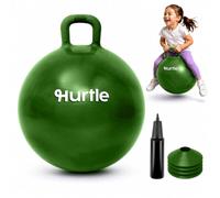 Hurtle Space Hopper 20 Inch Hopper Ball with Sturdy Handle, Pump and Cones for Balance, Coordination and Active Indoor Outdoor Play, Yellow Marble