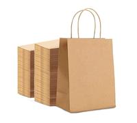 HURUC 10 Pcs Brown Paper Bags With Handles,130GSM, Large Paper Gift Bags, Eco-Friendly Kraft Shopping Carrier, Christmas, Easter, Birthday Parties & Merchandise Retail 25x31x12cm