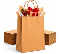 HURUC 100 Pcs Brown Paper Bags With Handles,130GSM, Large Paper Gift Bags for Present, Eco-Friendly Kraft Carrier Bags for Wedding, Christmas, Easter, Birthday Parties, Retail, 25x31x12cm