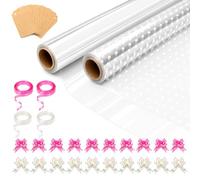 HURUC Cellophane Wrap Gift Wrapping Bundle 80cm x 30m, Clear & Dot Rolls