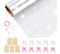 Huruc Clear Cellophane Wrap Roll 40cm x 30m - Durable 2.5 Mil for Gift Wrapping, Florist Packing, Basket Hampers, Crafts & Holiday Gifts, Snowflakes, Christmas