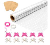 HURUC Dotted Cellophane Wrap Roll 80cm x 30m - Extra Wide 2.5 Mil Wrapping Paper for Gift Wrapping, Florist Packing, Basket Hampers, Christmas & Birthday Gifts (Folded)