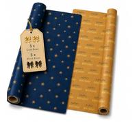 HURUC Gift Wrapping Paper Set, Navy Star & Happy Birthday, Pack of 2