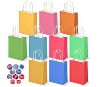 HURUC Kraft Paper Party Bags with Handles 30 PCS - Gift & Sweet Bags with Thank You Stickers for Kids, Birthday, Baby Shower, Christmas, Halloween - 15x8x21cm