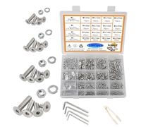 huruirui M2 M3 M4 M5 Nuts and Bolts Set 1065pcs 304 Stainless Steel Hex Socket Head Cap Screws Nuts and Bolts Assortment Thread Machine Hex Bolt Set Fastener Repair Tools Assortment Washers Kit