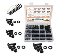 huruirui M2 M3 M4 M5 Nuts and Bolts Washers Assorted Set,1180pcs Black Hex Socket Head Cap Screws Bolts and Nuts Kit, Thread Machine Hex Bolt Set Fastener Repair Tools Assortment Kit