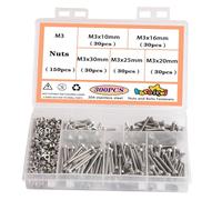 huruirui M3 Hex Socket Head Cap Screws - 304 Stainless Steel Bolts and Nuts Set - Rustproof,Nuts and Bolts for Car and Boat Accessories Machine Screw 300pcs