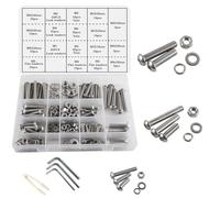 huruirui M5 M6 M8 Nuts and Bolts Washers Set Machine Screws and Nut 304 Stainless Steel Button Head and Hex Nuts Washer Assortment Kit for Machine Fastener 300pcs with 4 Wrench
