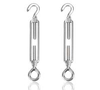 huruirui M8 Turnbuckle Wire Tensioner 2pcs 304 Stainless Steel Hook and Eye Adjustable Turnbuckle Heavy Duty Wire Rope Tensioner Garden Wires Fence Outdoor Hanging