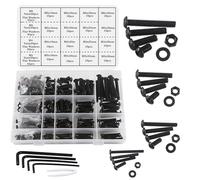 huruirui Nuts and Bolts Washers Assorted Set,M3 M4 M5 M6 Black Button Head Screws Bolts and Nuts Kit 500pcs, Thread Machine Hex Bolt Set Fastener Repair Tools Assortment Kit with 4 Wrench