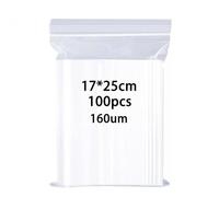 huruirui Small Grip Seal Bags Resealable Clear Plastic Bags 17X25cm/100pcs 160μm Sealed Storage Pouches Multiple Size Suitable for Kitchen Biscuits Nuts Jewelry Packaging Sealable Little Bag