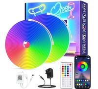 HURYEE Neon Led Rope Light 32.8Ft RGB Strip Lights App Control or Remote Control,Flexible DIY Design,Music Sync Neon Lights,Outdoor IP65 Waterproof Led Strip Lights for Bedroom,Gaming,Party