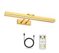 HURYEE Picture Light Battery Operated, Wireless Picture Light with Remote, 3 Color Modes Art Lights for Paintings, Dimmable led Picture Lights for Wall Art, Gallery, Dart Board, Gold