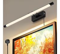 HURYEE Picture Light for Wall Mural Art Light, Painting Lights for Large Portrait, Paintings Art, Picture, Gallery Brightness Adjustable 3000K Warm White Plug in with On/Off Switch (Black, 24inch)