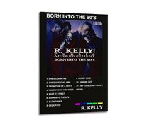 HURYWRTTH R. Kelly Album Born Into The 90's TracklsitCanvas Posters Aesthetic Wall Art Decorative Painting Poster Decor Vintage Canvas for Living Room Bed Room 24x36inch(60x90cm) Frame-style