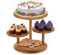 HURZMORO 4 Tier Round Cupcake Tower Stand for 50 Cupcakes,Wood Cake Stand with Tiered Tray Decor,Farmhouse Tiered Tray Decor,Cupcake Display for Birthday Graduation Baby Shower Tea Party