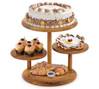 HURZMORO 4 Tier Round Cupcake Tower Stand for 50 Cupcakes,Wood Cake Stand with Tiered Tray Decor,Farmhouse Tiered Tray Decor,Cupcake Display for Birthday Graduation Baby Shower Tea Party