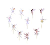 Husalsea 12pcs Flower Fairy Cake Decorations, Girls Cake Toppers and Cupcake Picks, Kids' Party Decorations