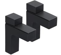 Husalsea 2 Pcs Black Zinc Alloy F Shape Glass Shelf Brackets, Wall Mount, 3-36mm Thick Glass & Wood Shelf