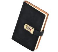 Husalsea Lock Journal, PU Leather A5 Diary 256 Pages, Retro Password Notebook Gift for Adults & Teens, Black, 145 x 210 mm