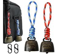 Husalsea Pack de 2 Cascabeles Anti Oso, Campanas de Animales de Granja, Cencerro de Mano de Metal Vintage, Campanillas Resistentes para Mascotas, Alarma de Seguridad, Decoración y Uso en Exteriores