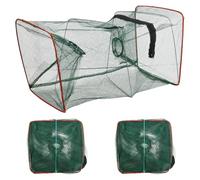 Husalsea Pack of 3 Portable Square Foldable Bait Fish Trap for Fishing, Foldable Crab Trap, Shrimp Cage Trap, Lobster Cage Trap, Suitable for Aquaculture