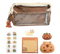 Husalsea Pencil Case, 5-Compartment Pencil Case for Girls, Transparent Side, Holds 90 Pens, 20cm Ruler