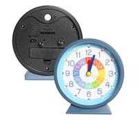 Husalsea Silent Analogue Alarm Clock for Kids No Ticking, Quartz Kids Alarm Clock with Nightlight, Battery-Operated, Blue, for Children to Learn and Tell Time