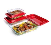 HUSANMP Set of 8 Rectangular Tempered Glass Baking Pans with Lids Glass Baking Pans Baking Dish Set with Lid 1L, 1.7L, 2.8L, 4.2L