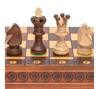 Husaria Ambassador Wooden Chess Set, 55cm | Husaria hornbeam and sycamore chess set, handcrafted in Poland, pyrography board 55 x 54 x 3 cm, weighs 2.5 kg.