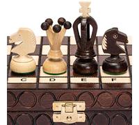 Husaria European International Chess Wooden Game Set, King's Classic - 28.8-centimeter Small Size Chess Set with Folding Board and Felt Bottom Chessmen