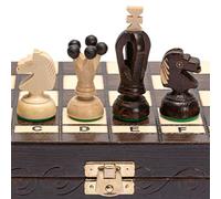 Husaria European International Chess Wooden Game Set, "King's Continental" - 28.8 centimeter Small Size Chess Set with Folding Board and Felt Bottom Chessmen