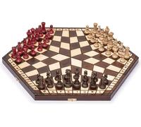 Husaria Wooden Three-Player Chess Game Set - 54 centimeter - with Foldable Boar