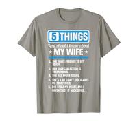 Husband 5 Things You Should Know About My Wife Funny T-Shirt, Men, Slate Grey, Medium