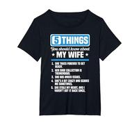 Husband 5 Things You Should Know About My Wife Funny T-Shirt, Women's Plus, Black, 5X