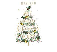 Husband All I Want Is You Embellished Christmas Card Hand-Finished Champagne XCDC380