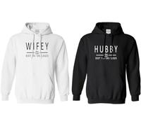 Husband and Wife Personalised Wedding Hoodie, Just Married Hoody, Hubby and Wifey Wedding Gift White